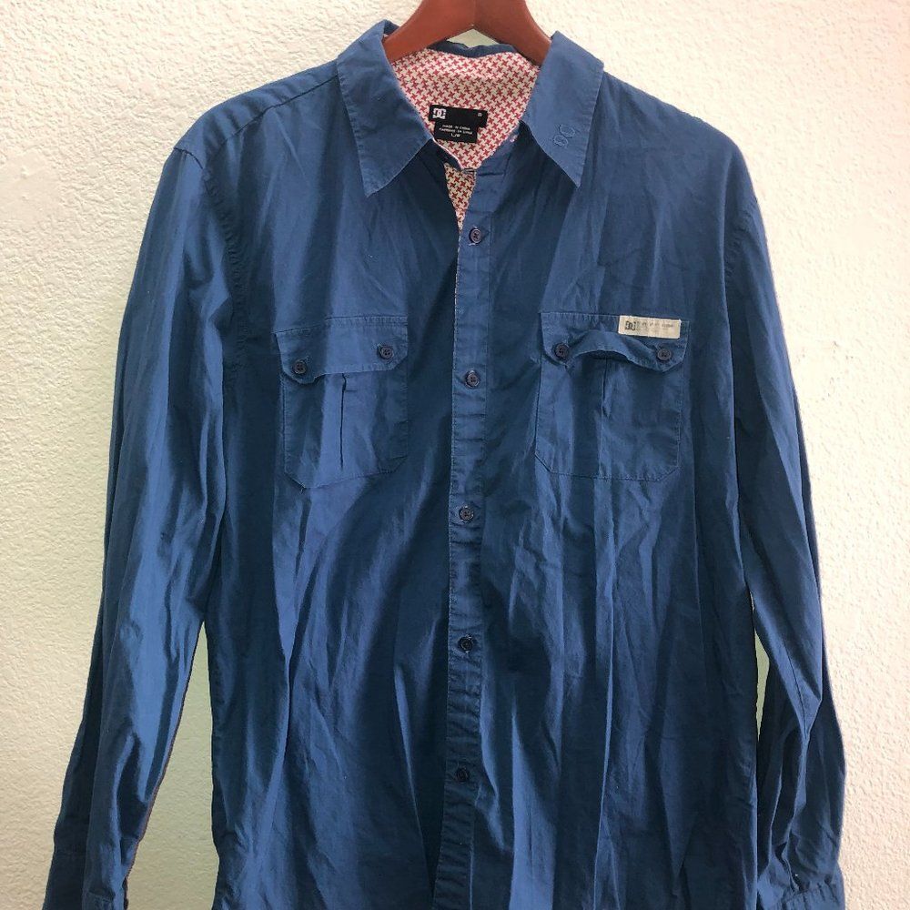 Vintage DC Shoes Embroidery Button Down Shirt VTG Skater Skateboarding Large